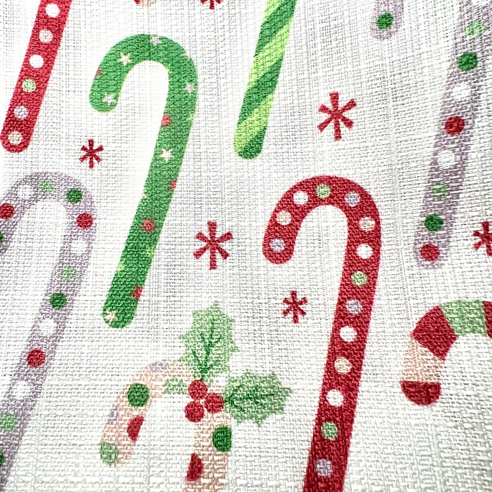 Christmas Fabric Candy Cane Shower Curtain Textured Polka Dots & Stripes - Picture 7 of 8